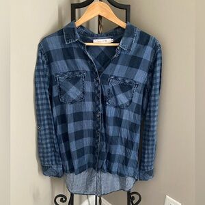 Rails Style Indigo Plaid Button-Up Shirt
